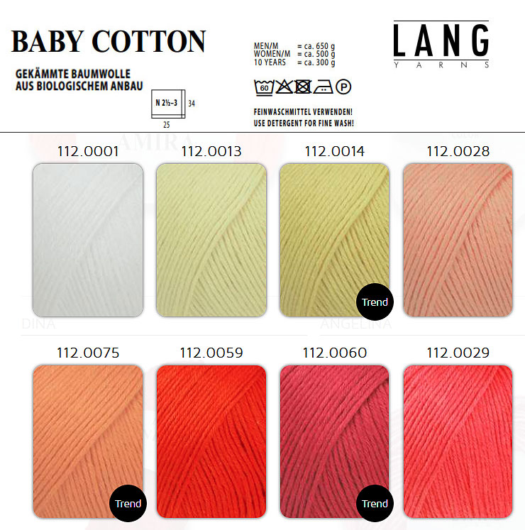 Farbkarte Lang Yarns Baby Cotton
