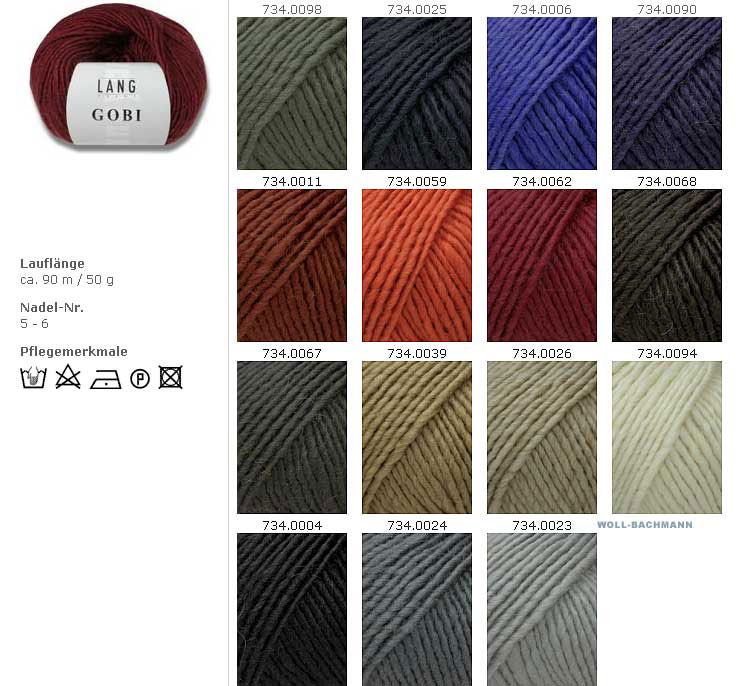 Farbkarte Lang Yarns Gobi