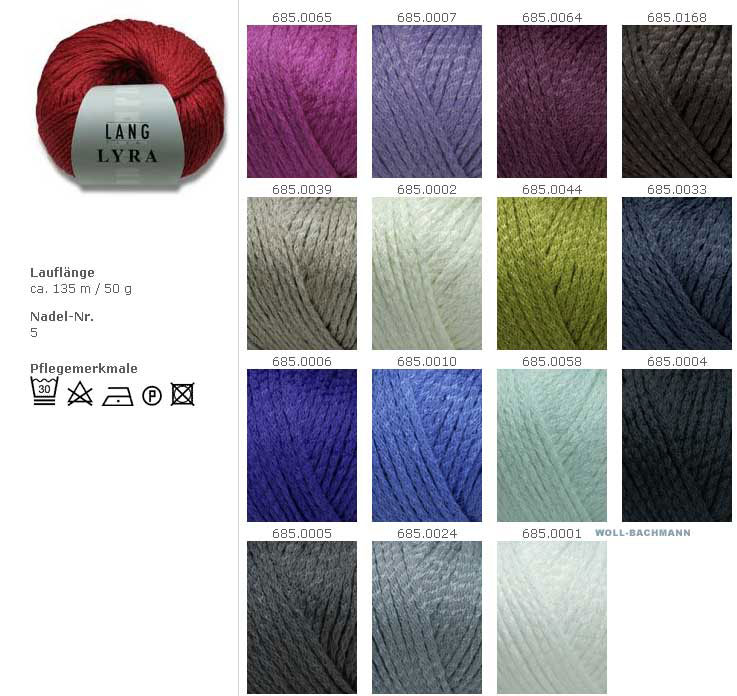 Farbkarte Lang Yarns Lyra