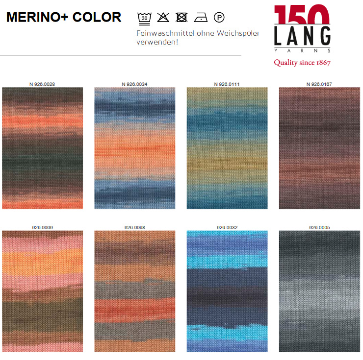 Farbkarte Lang Yarns Merino+ Color