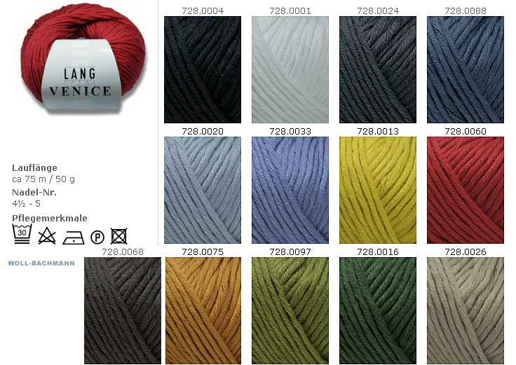 Farbkarte Lang Yarns Venice