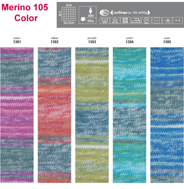 Farbkarte Austermann Merino 105 Color