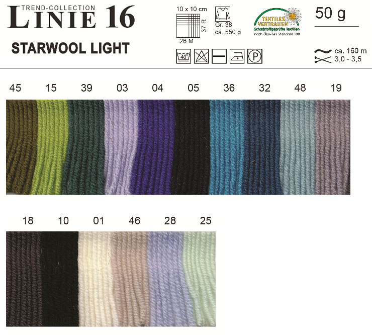 Farbkarte ONline LINIE  16 Starwool Light