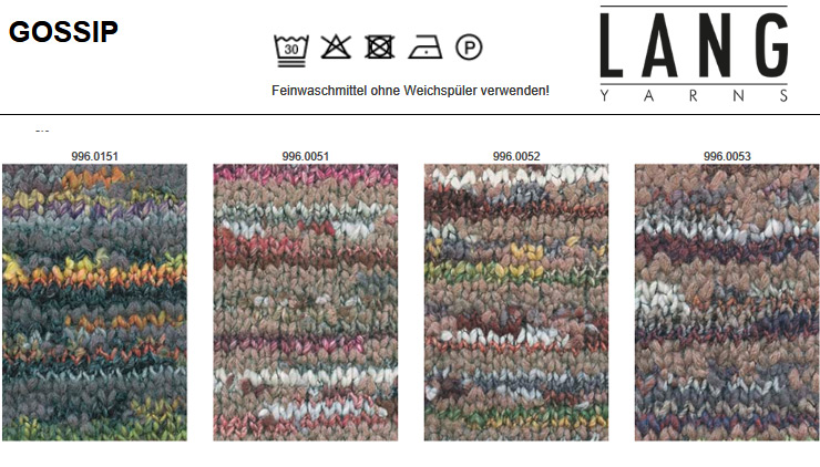 Farbkarte Lang Yarns Gossip Farbkarte Lang Yarns Gossip