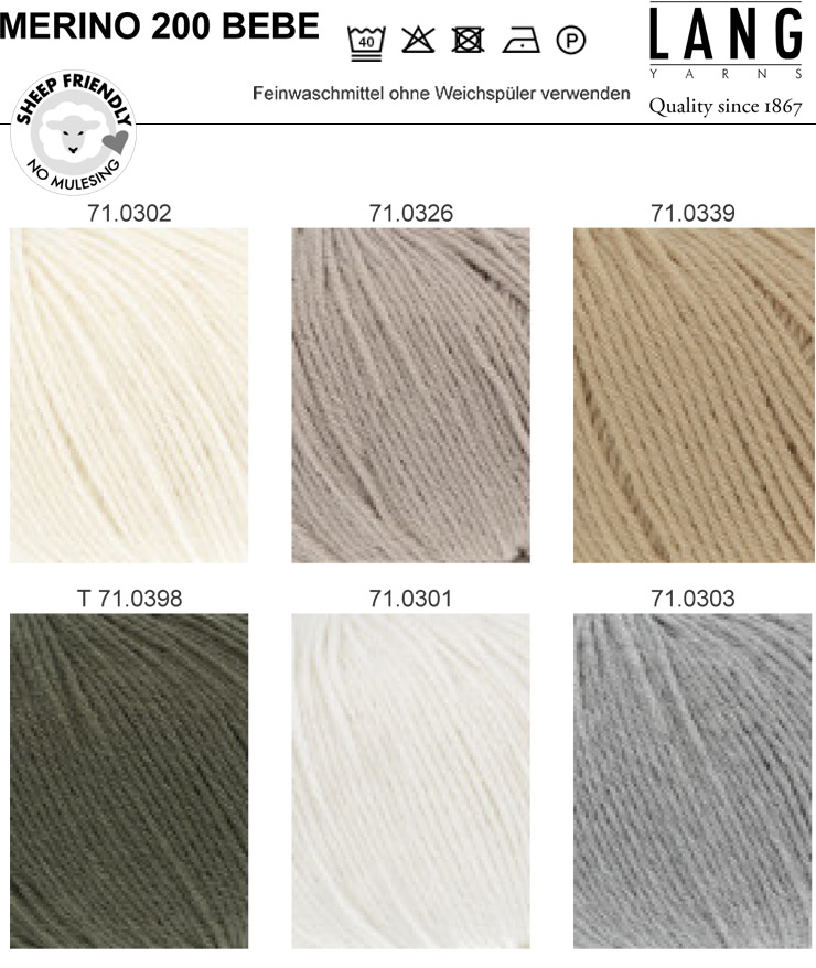 Farbkarte Lang Yarns Merino 200 BeBe Farbkarte Lang Yarns Merino 200 BeBe