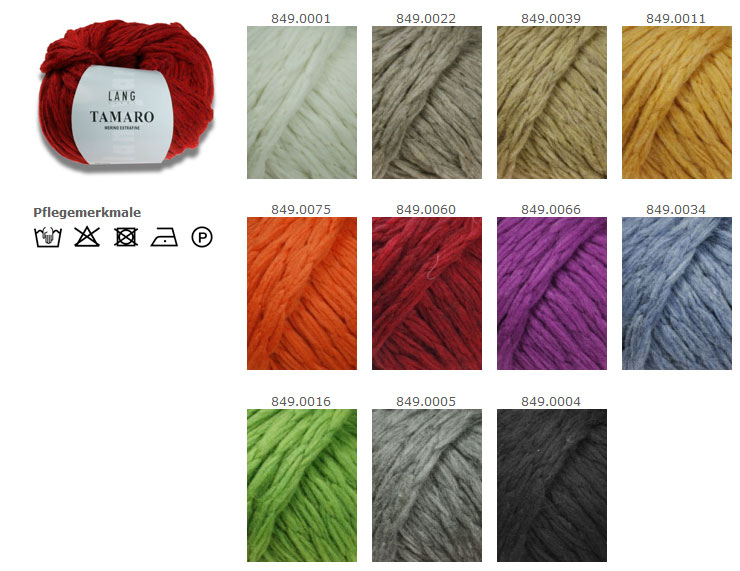 Farbkarte Lang Yarns Tamaro Farbkarte Lang Yarns Tamaro