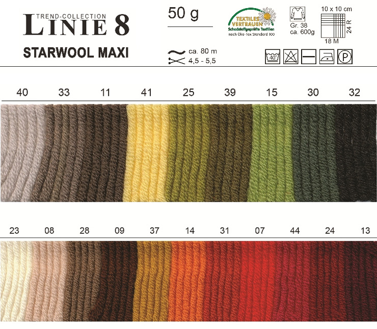 Farbkarte ONline LINIE  8 Starwool Maxi