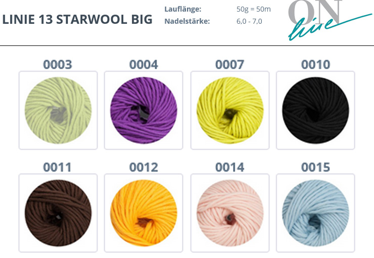 Farbkarte ONline LINIE 13 Starwool Big