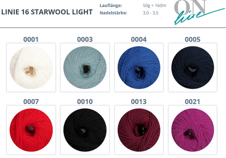 Farbkarte ONline LINIE  16 Starwool Light
