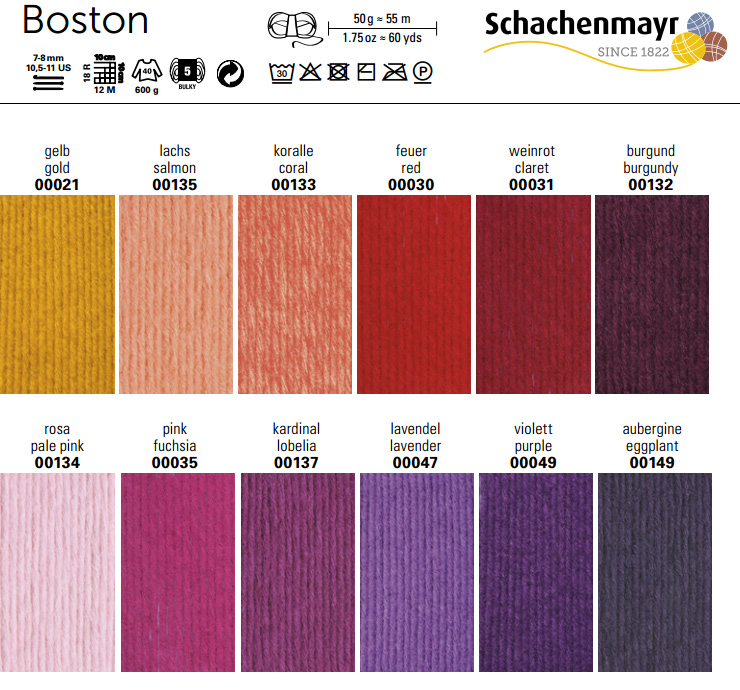 Farbkarte Schachenmayr Boston Farbkarte Schachenmayr Boston
