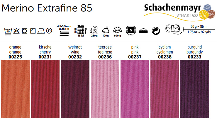 Farbkarte Schachenmayr Merino Extrafine 85 Farbkarte Schachenmayr Merino Extrafine 85